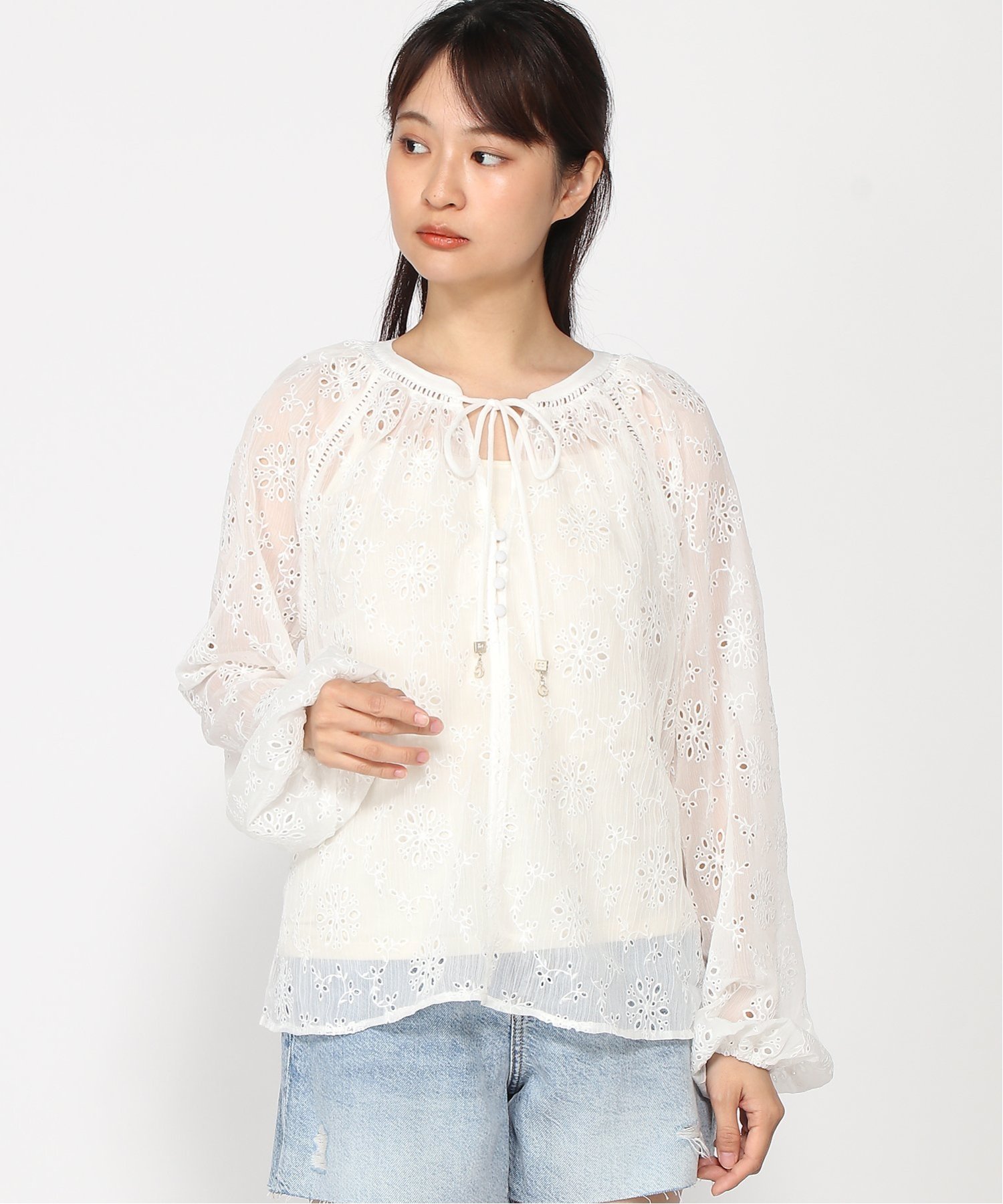 GUESS GUESS 長袖シャツ レディース(W)LS Daniele Embro Top ゲス トップス シャツ・ブラウス ホワイト【送料無料】