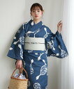 【SALE/29%OFF】utatane utatane*注染工房 浴衣3点セット 青藍にきなりの小菊瓢箪 ウタタネ 着物・浴衣・和装小物 浴衣【送料無料】
