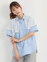 NICOLE CLUB ハンカチヘムケープブラウス ニコル クラブ トップス シャツ・ブラウス ブラック ホワイト ブルー【送料無料】