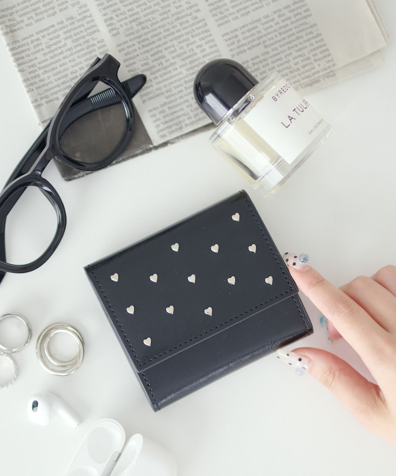 Discoat ハートミニスタッズウォレット ディスコート 財布・ポーチ・ケース 財布 ブラック シルバー【送料無料】