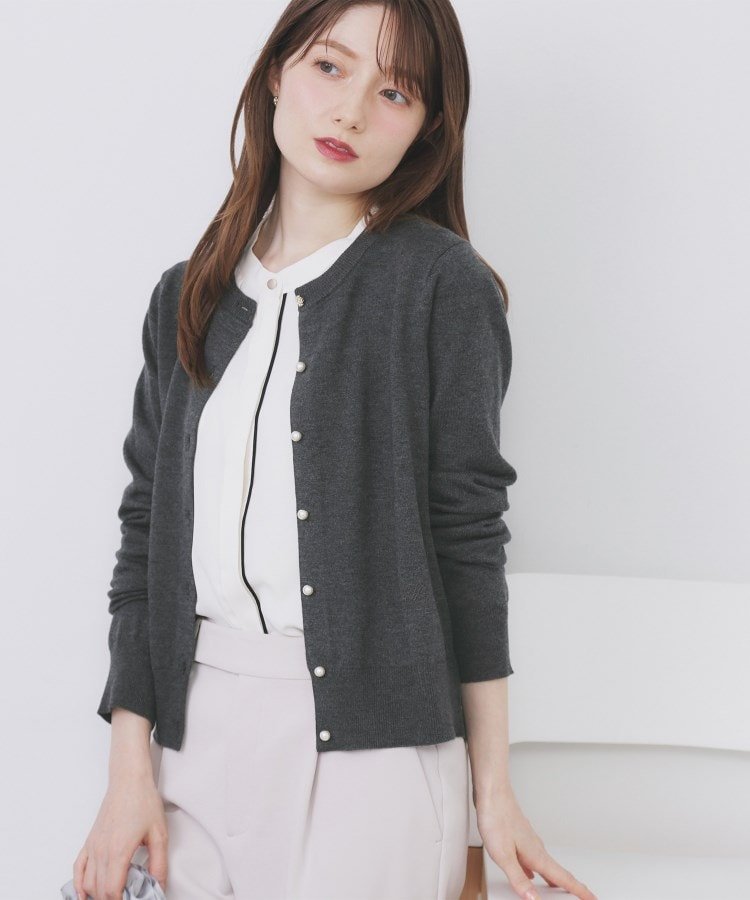 index ビジュークルーネックカーディガン【洗濯機OK】《7col/XS~LL》 インデックス トップス カーディ..