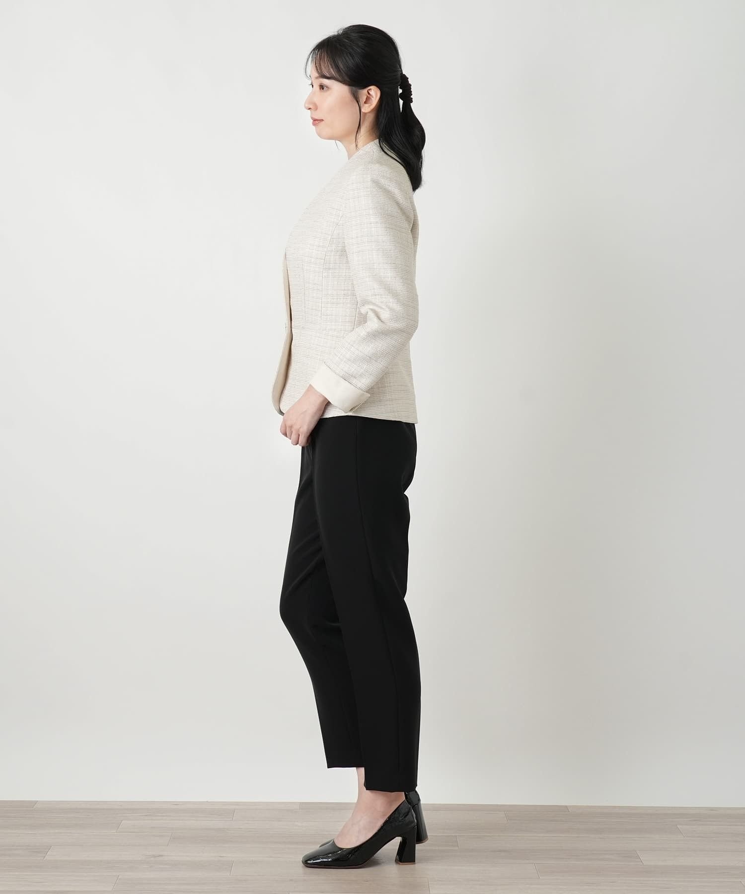 Leilian ツイードVネックジャケット【ROCHAS Premiere】 レリアン ジャケット・アウター テーラードジャケット・ブレザー ベージュ