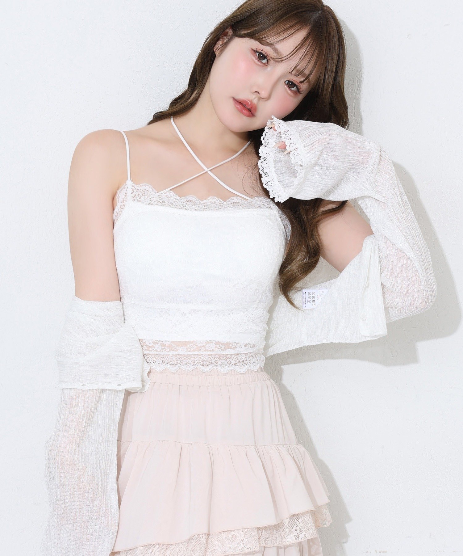 【SALE／10%OFF】one after another NICE CLAUP カップ付きレースキャミソール ワンアフターアナザー ナイスクラップ トップス その他のトップス ピンク ブラック ホワイト