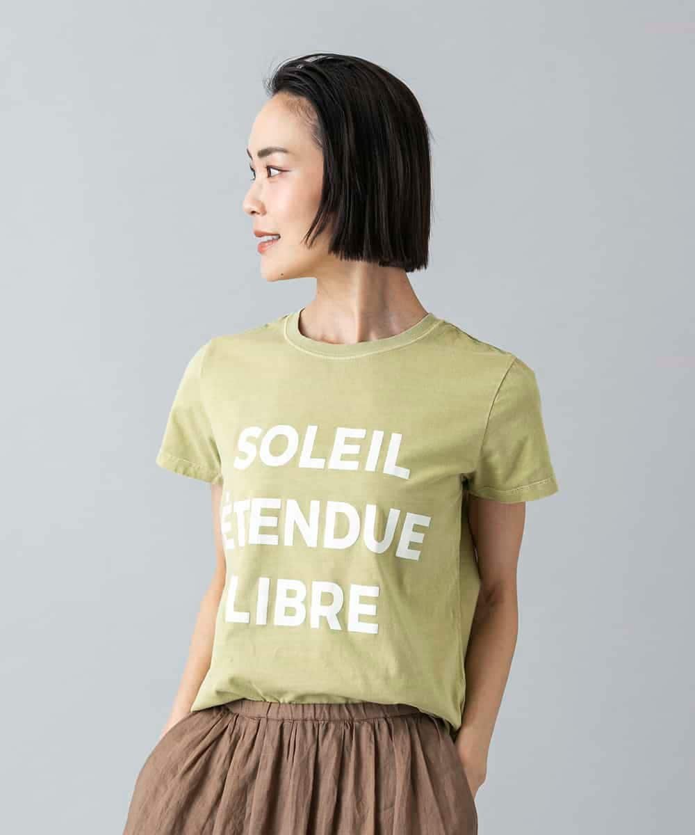 MICHEL KLEIN クラックプリントロゴTシャツ ミッシェルクラン トップス カットソー・Tシャツ ホワイト イエロー