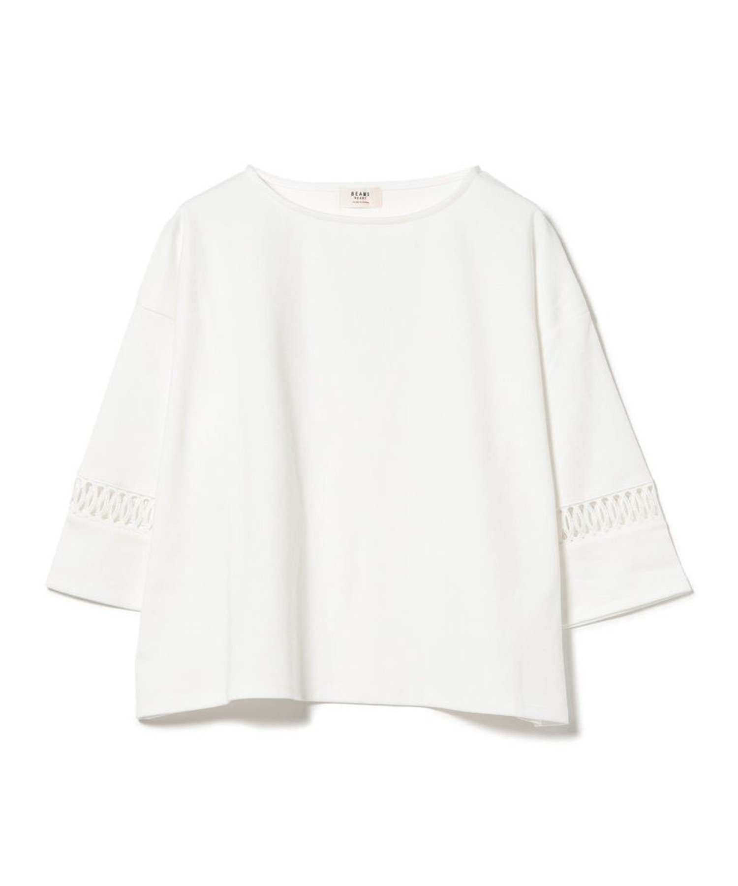 WOMEN 袖 レース プルオーバー ビームス ハート トップス カットソー・Tシャツ ホワイト グレー