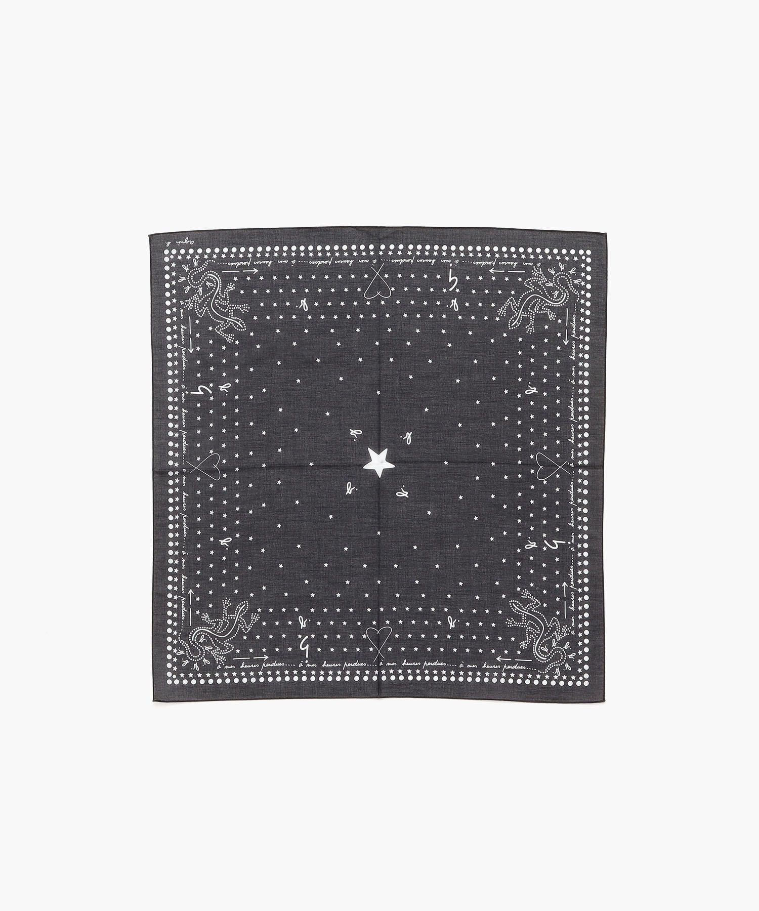 アニエスベー ハンドタオル agnes b. FEMME KD40 HANDKERCHIEF BANDANA バンダナ柄ハンカチ アニエスベー ファッション雑貨 ハンカチ・ハンドタオル ブラック