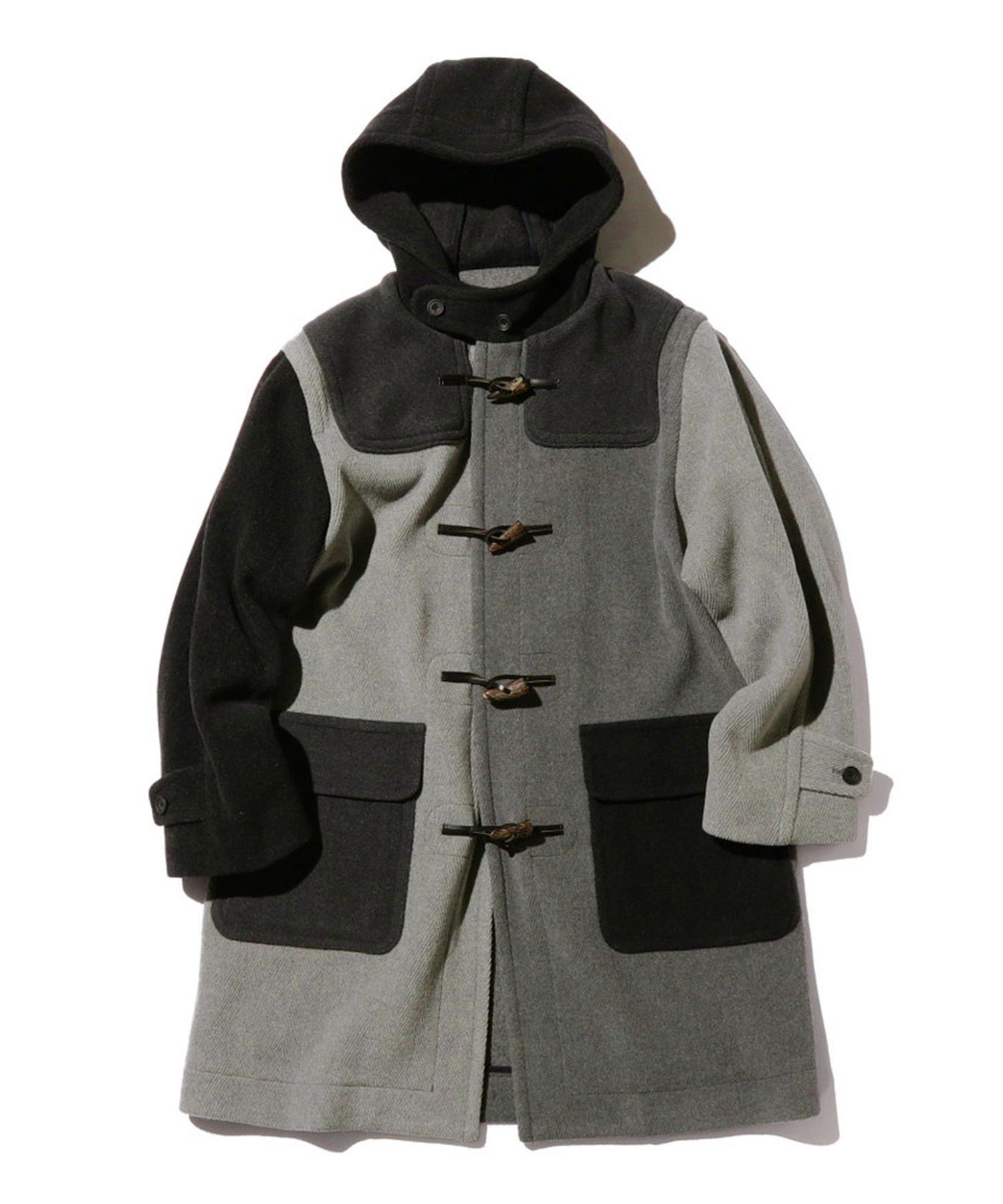 BEAMS PLUS BEAMS PLUS｜ヘリンボーン パネル ダッフルコート ビームス メン ジャケット・アウター ダッフルコート グレー【送料無料】