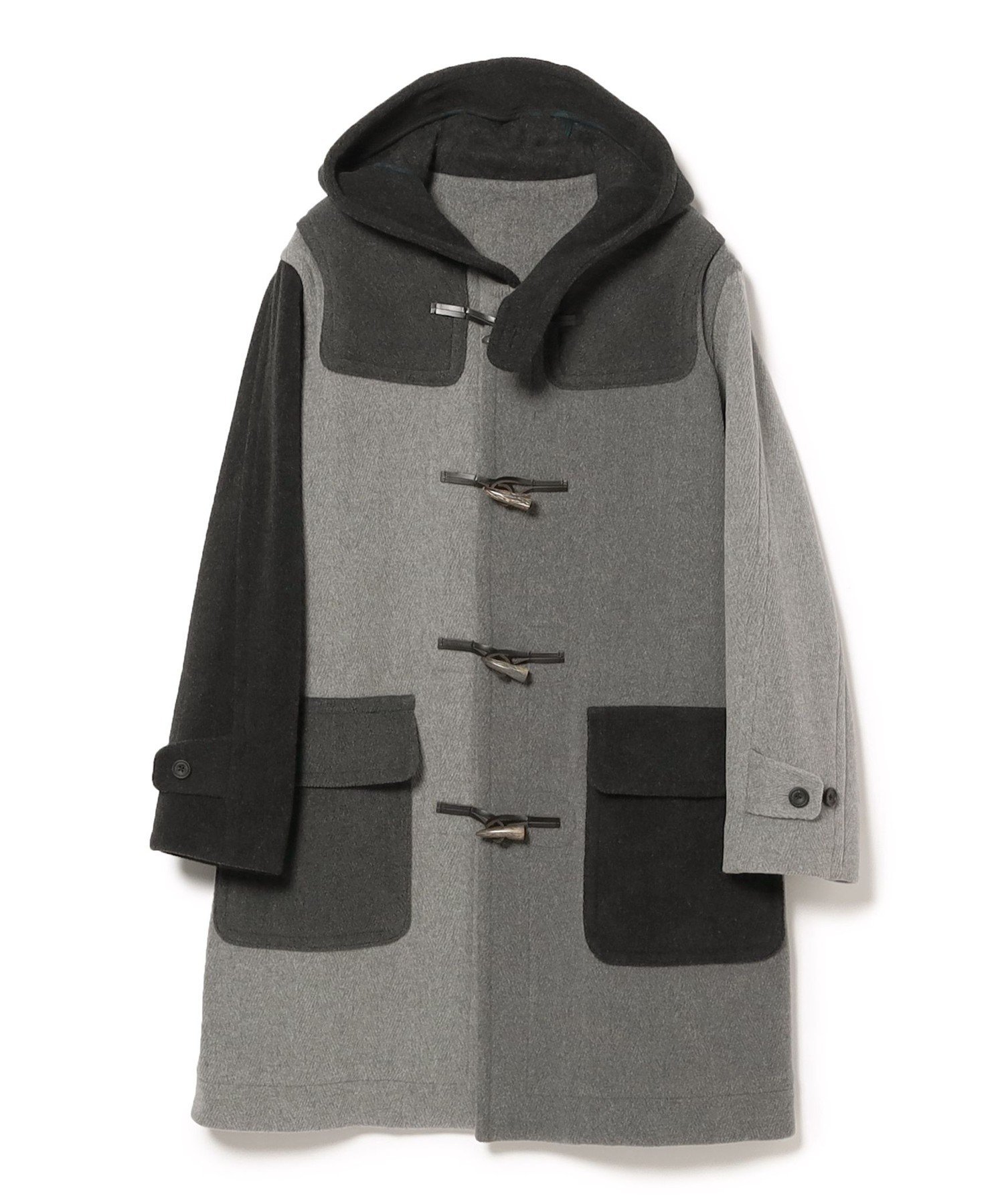 BEAMS PLUS BEAMS PLUS｜ヘリンボーン パネル ダッフルコート ビームス メン ジャケット・アウター ダッフルコート グレー【送料無料】