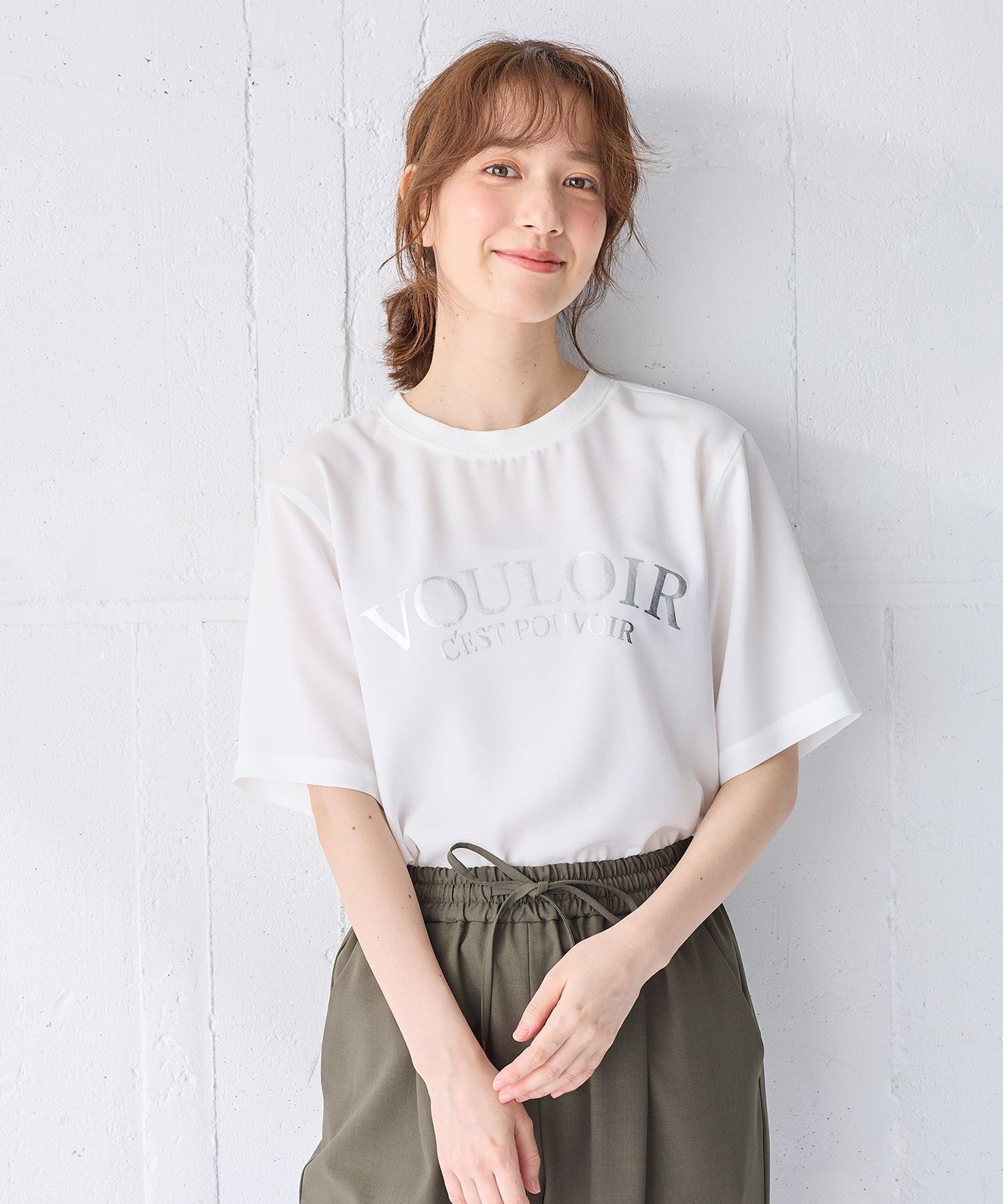 【WEB限定】ジョーゼットロゴ半袖Tシャツ エニィ トップス カットソー・Tシャツ ブルー ブラック ホワイト グレー