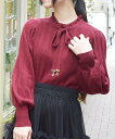 【SALE/25%OFF】axes femme 花チャーム機能付リボンニット アクシーズファム トップス ニット ブラック ホワイト レッド