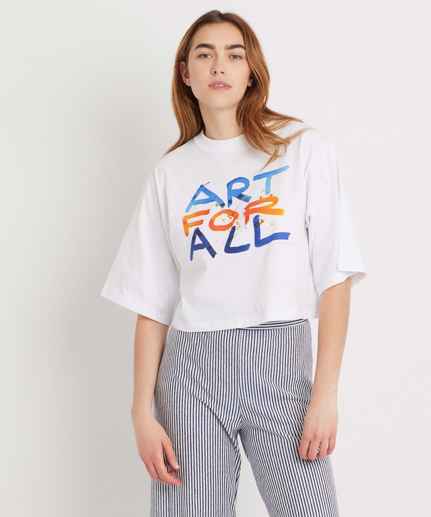 コットン プリント 五分袖 アーティスト Tシャツ "Gilbert & George" アニエスベー トップス カットソー・Tシャツ ホワイト