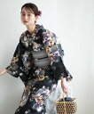 【SALE/49%OFF】Nico@ntique ニコアンティーク 浴衣3点セット 大正浪漫ブラックに夢幻ねじり梅 Fサイズ ウタタネ 着物・浴衣・和装小物 浴...