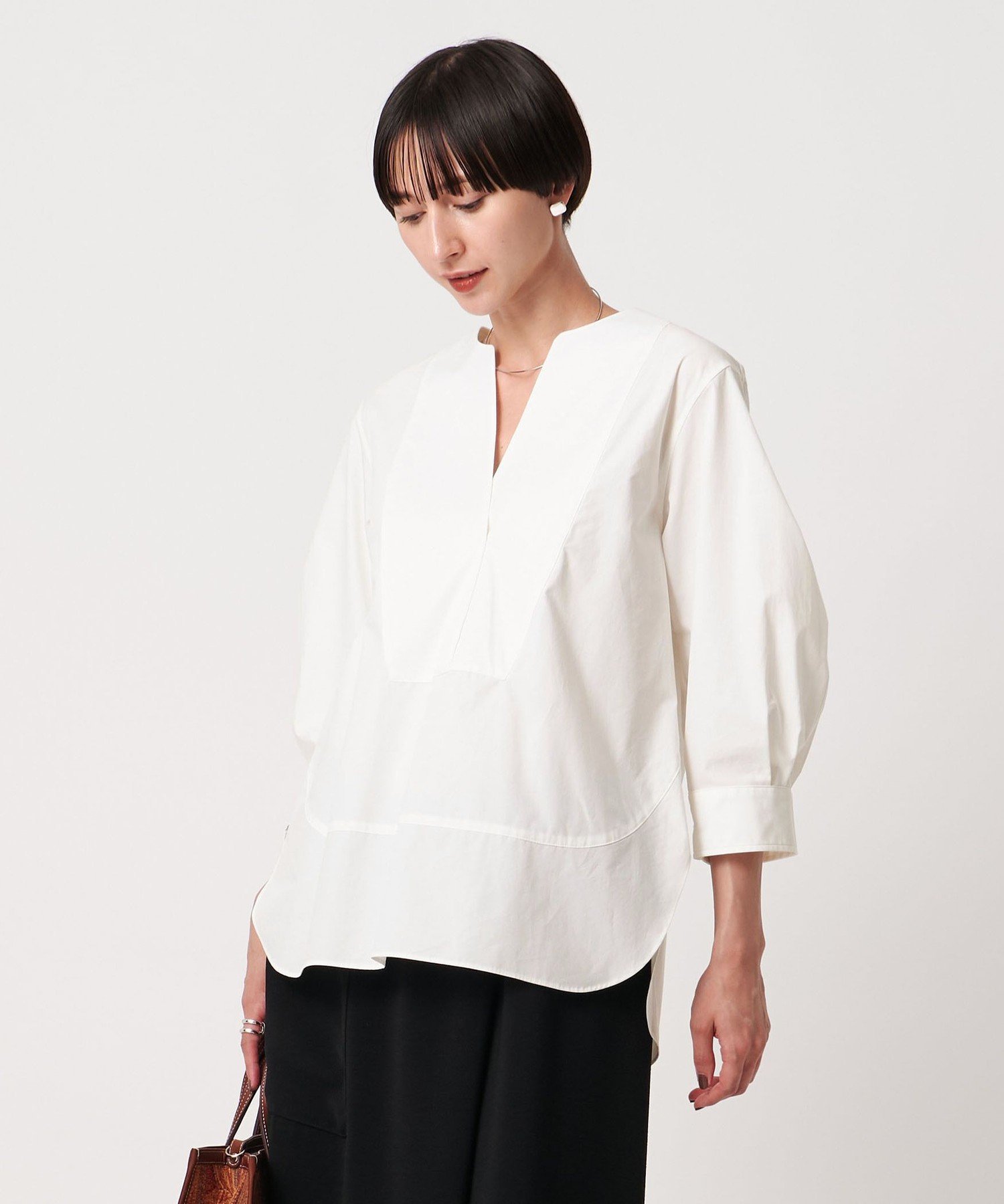 【SALE／60%OFF】UNITED ARROWS オックス コンビ シャツ ブラウス -ウォッシャブル- ユナイテッドアローズ トップス シャツ・ブラウス ブルー ホワイト【送料無料】