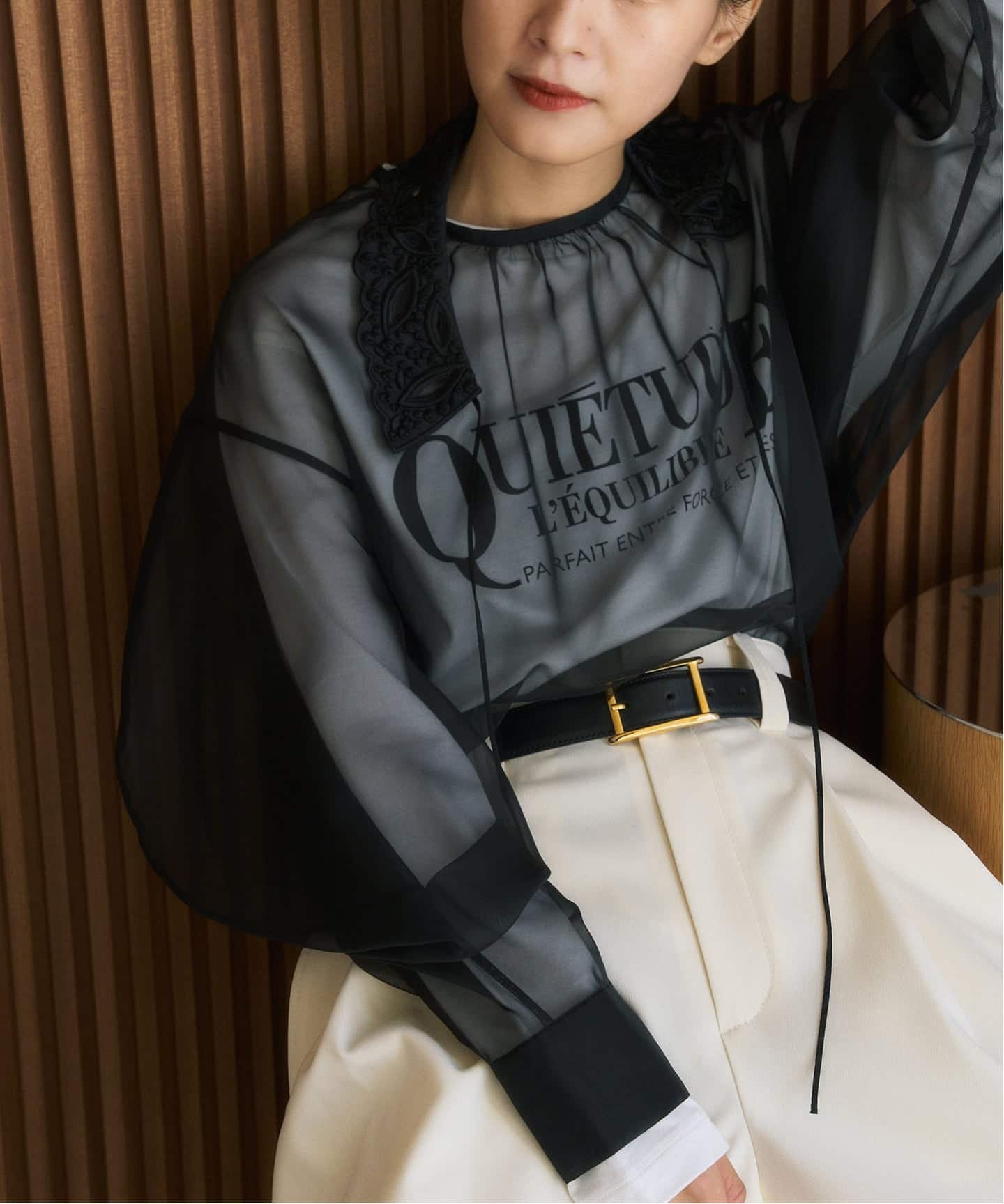 Spick & Span QUIETUDEプリントロンTEE スピックアンドスパン トップス カットソー・Tシャツ ホワイト