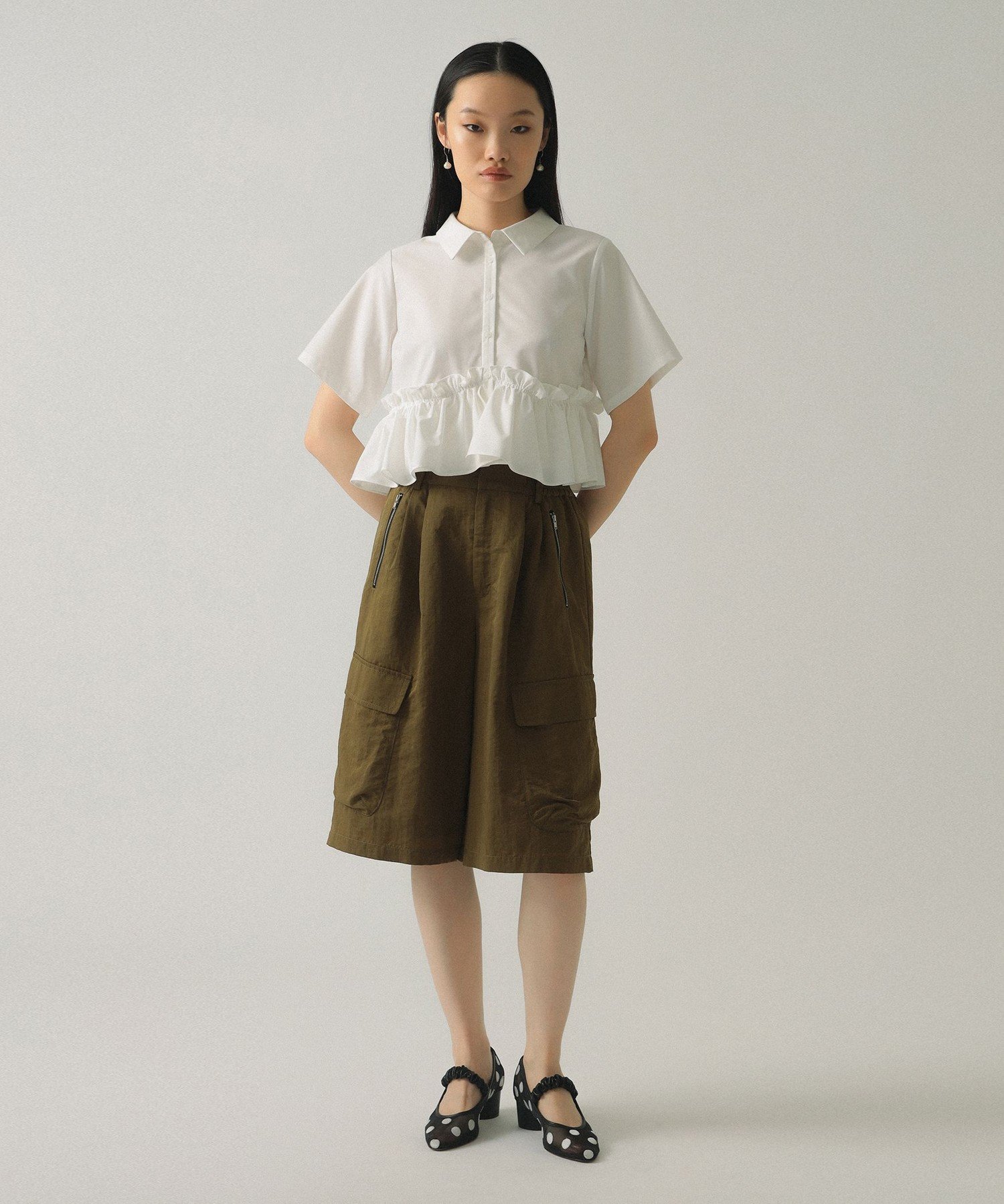 Ray BEAMS カーゴ ハーフ パンツ ビームス ウイメン パンツ その他のパンツ グリーン ブラック【送料無料】