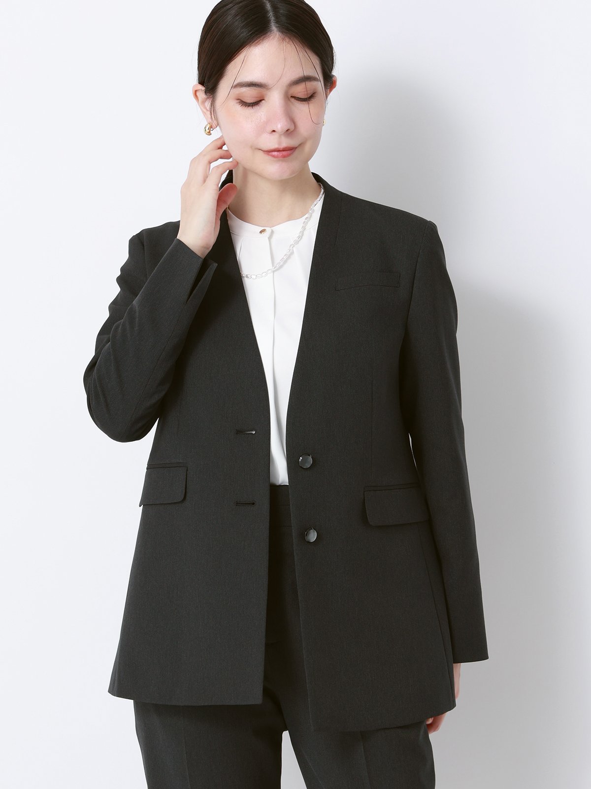 【SALE／20%OFF】SUIT SQUARE ジャケット Vカラー ウォッシャブル ストレッチ シャンブレーツイル anysy スーツ スクエア スーツ・フォーマル スーツジャケット グレー【送料無料】