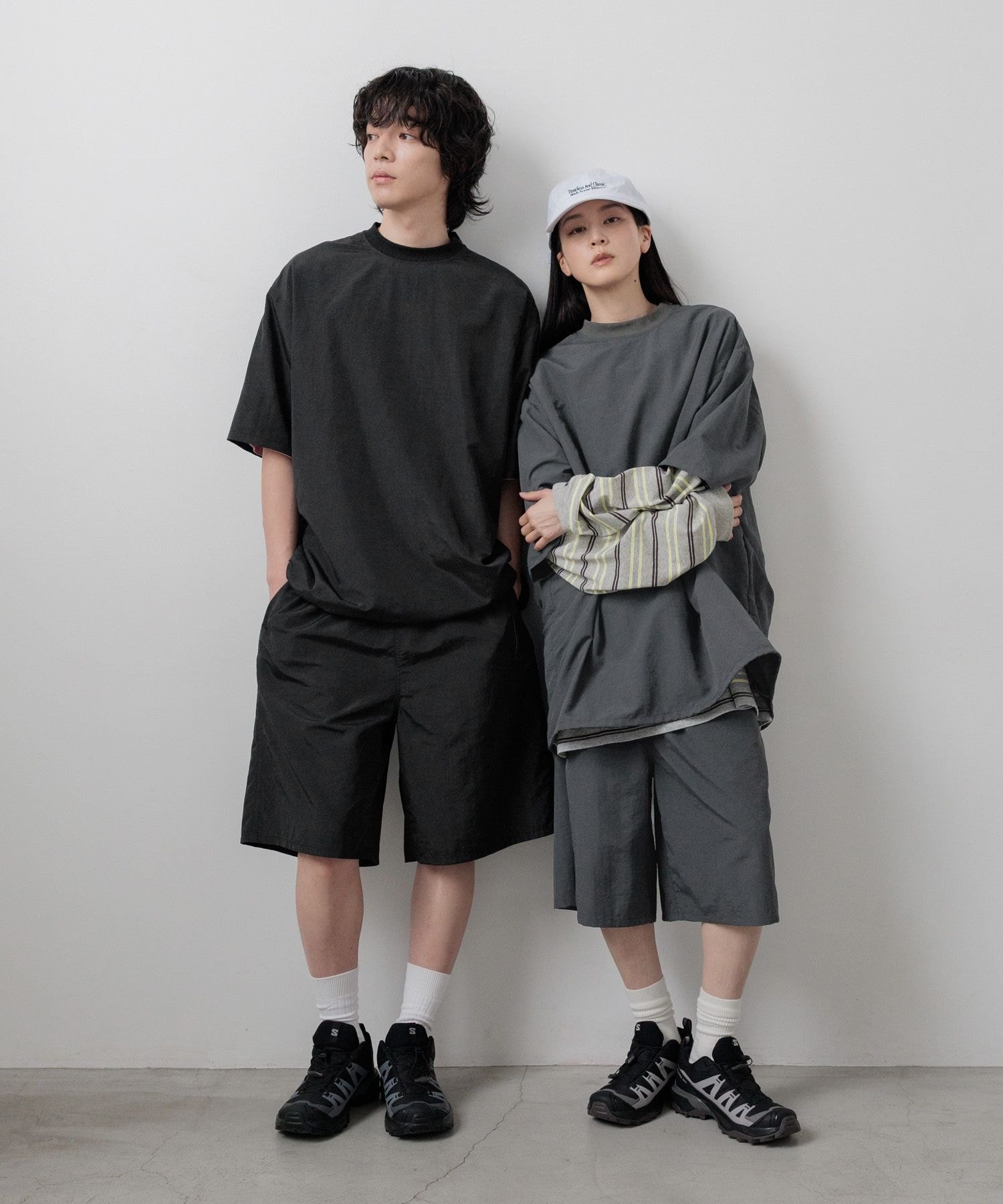 LOWRYS FARM SETUP可能【LFM(U)】ナイロンドローコードSS/P ローリーズファーム トップス カットソー・Tシャツ ブラック グレー