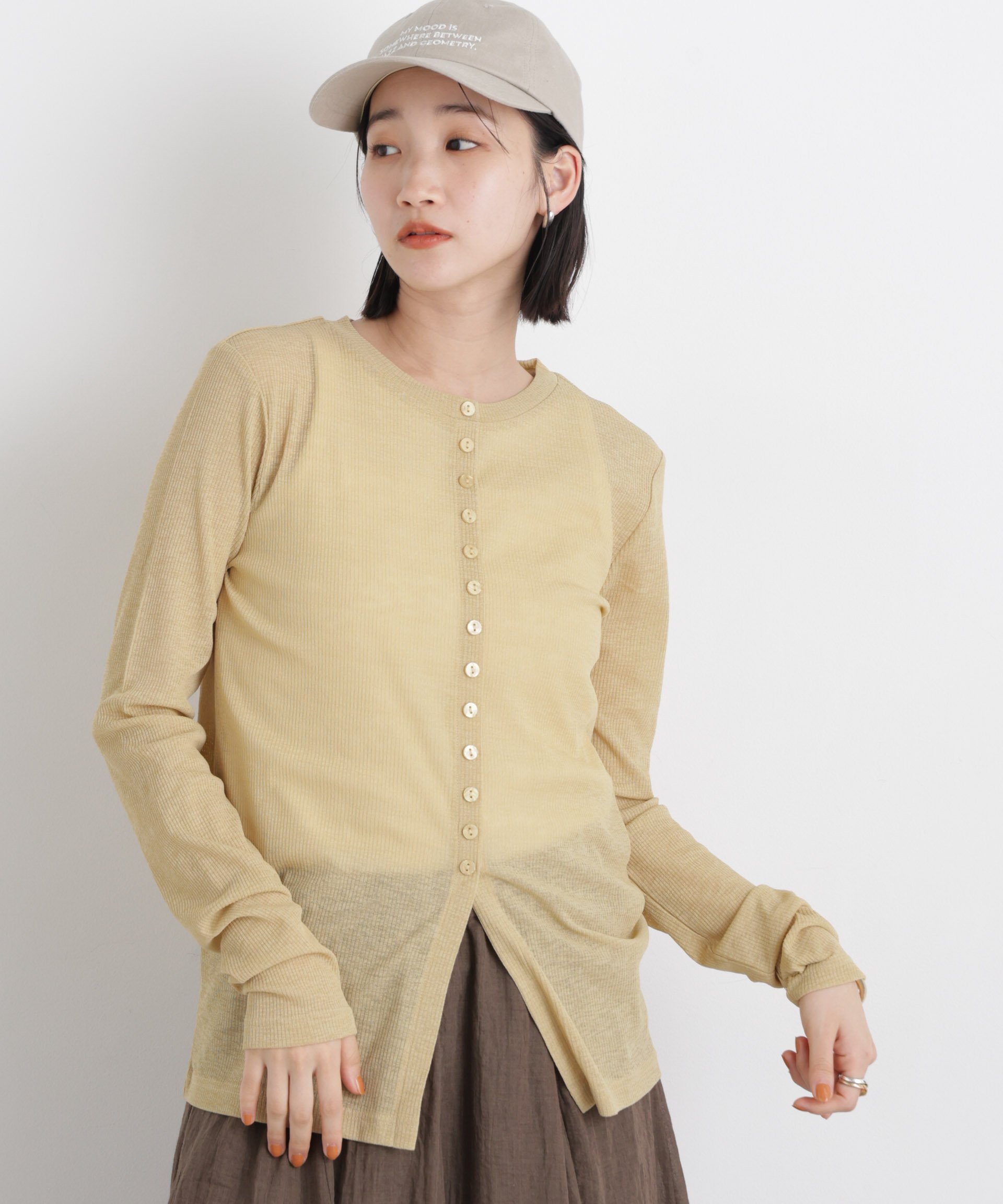 【SALE／30%OFF】NANO universe シアーリブカットソー多ボタンデザイントップス ナノユニバース トップス カットソー・Tシャツ ブラック イエロー ホワイト stylife-15623642 Rakuten Fashion サンプル画像3