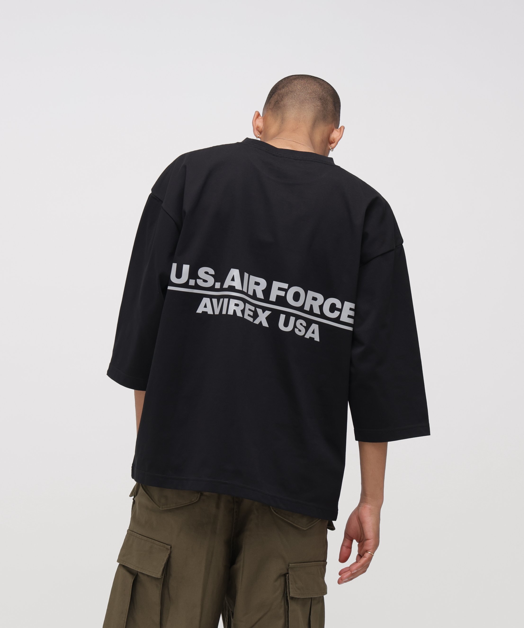 AVIREX 《WEB&DEPOT限定》HALF SLEEVE T-SHIRT アヴィレックス トップス カットソー・Tシャツ ブラック ホワイト【送料無料】