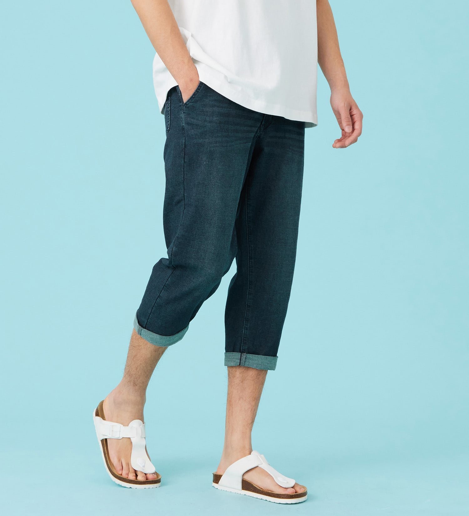 EDWIN EDWIN 【涼】ジャージーズ COOL デニムショートパンツ ストレッチ 麻 ドライタッチ エドウインオンラインモール パンツ その他のパンツ ブルー【送料無料】