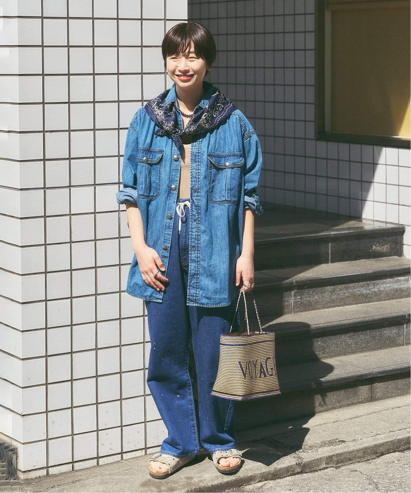 FRAMeWORK アフリカンスクエア 別注VOYAGE BAG フレームワーク バッグ トートバッグ ネイビー【送料無料】