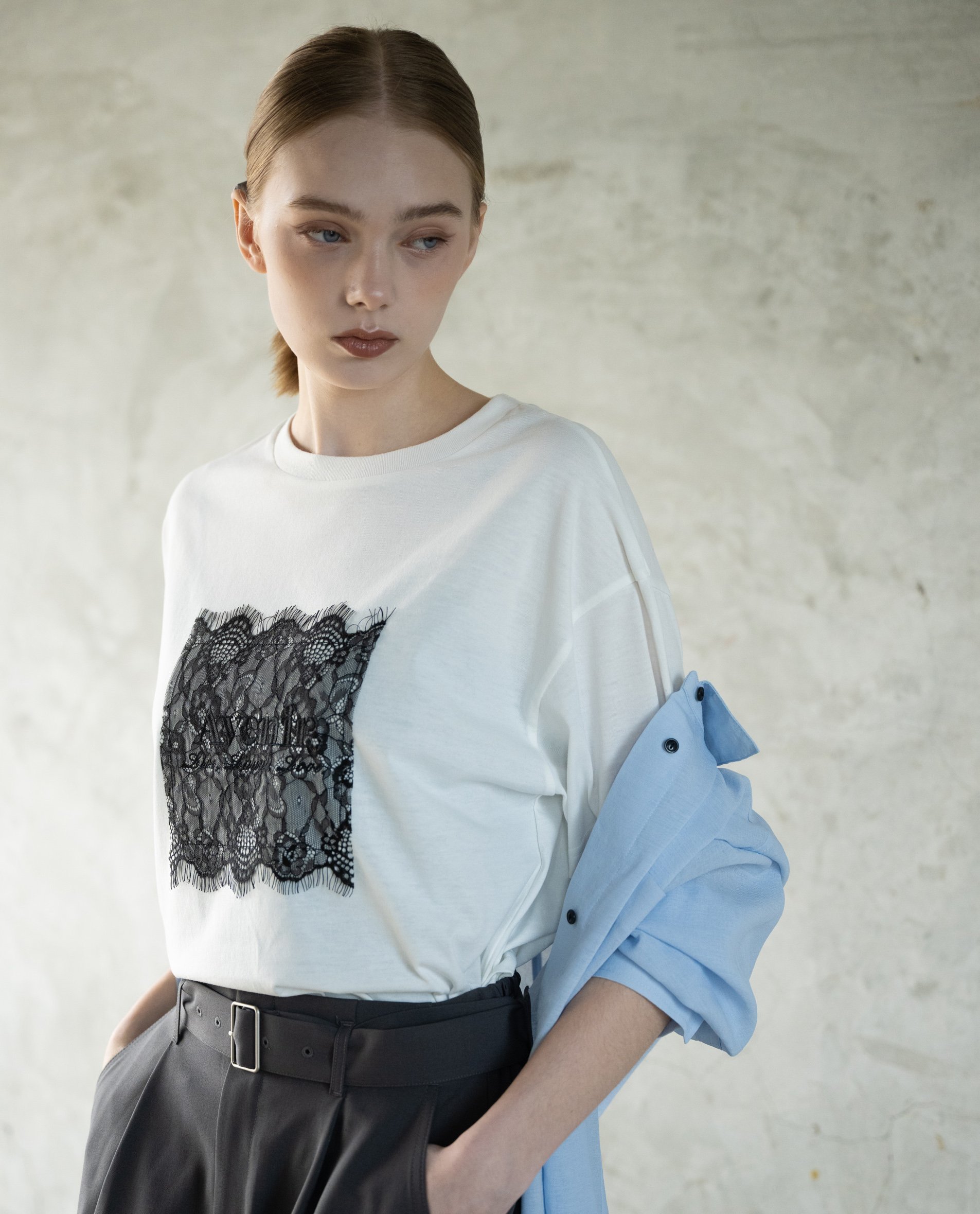 YEVS レースロゴTシャツ 半袖 UVカット 接触冷感 レディース イーブス トップス カットソー・Tシャツ ブラック グレー ホワイト
