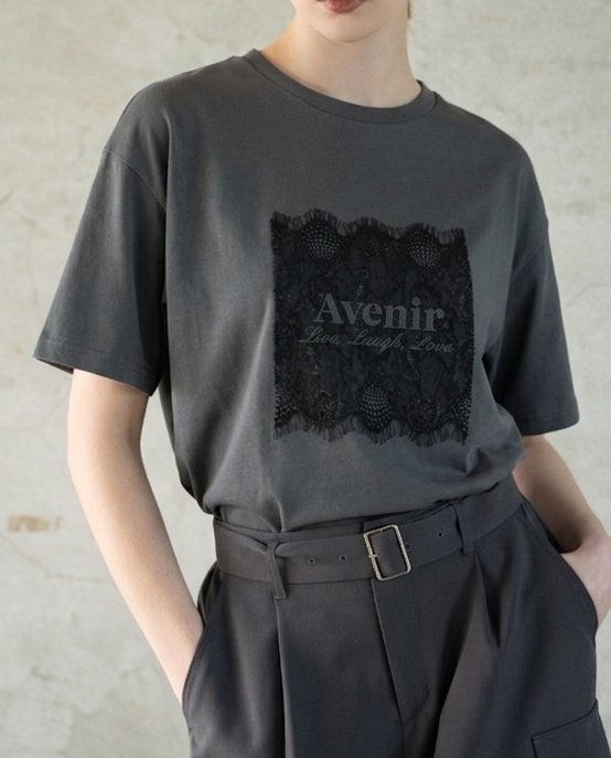 YEVS レースロゴTシャツ 半袖 UVカット 接触冷感 レディース イーブス トップス カットソー・Tシャツ ブラック グレー ホワイト