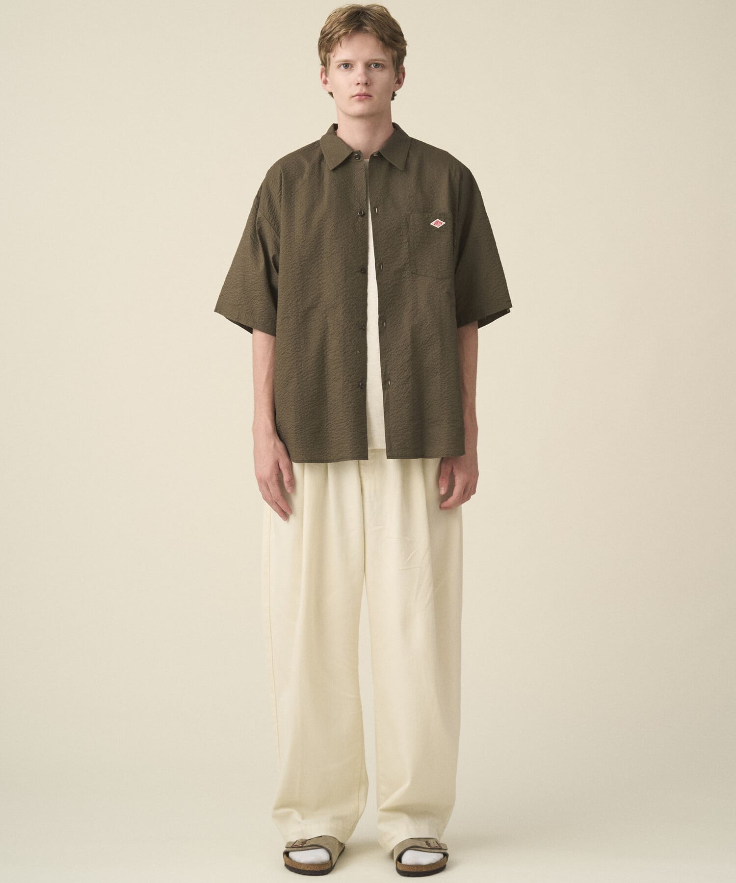 Bshop DANTON ｜ コットンローン 半袖ワークシャツ MEN ビショップ トップス シャツ・ブラウス ブラウン