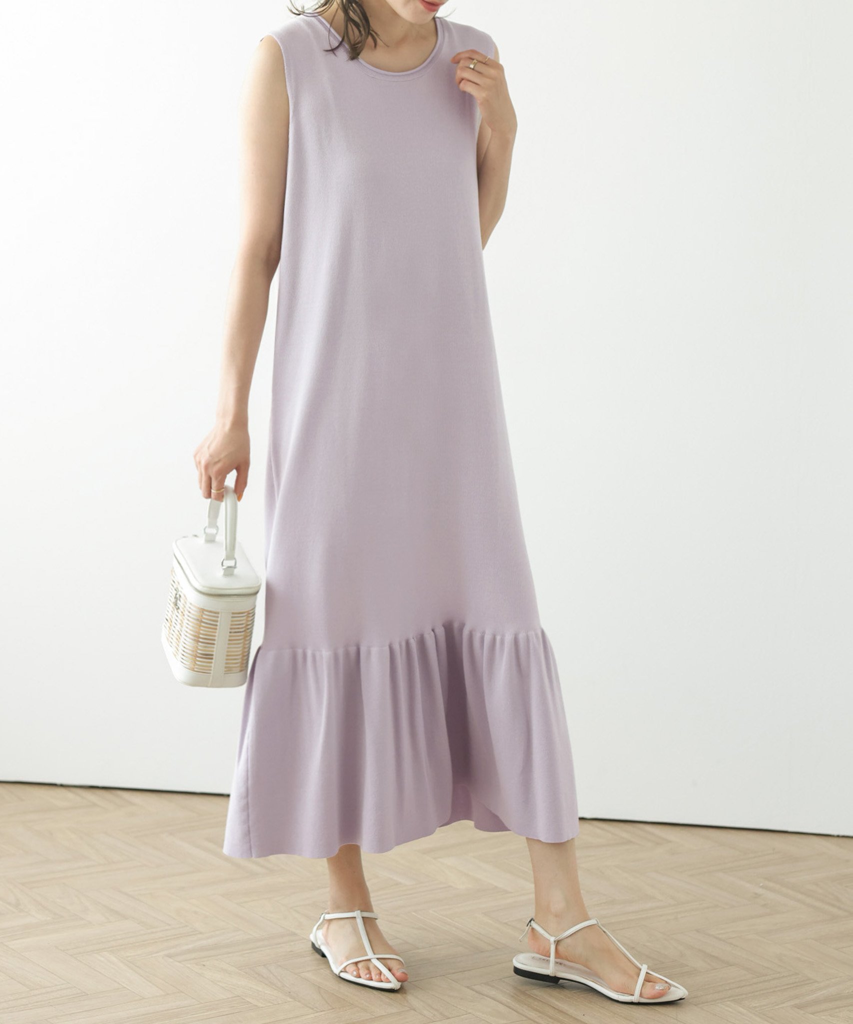 【SALE／50%OFF】La-gemme サマーニットワンピース ラジュール ワンピース・ドレス ワンピース パープル グレー ベージュ ブラック