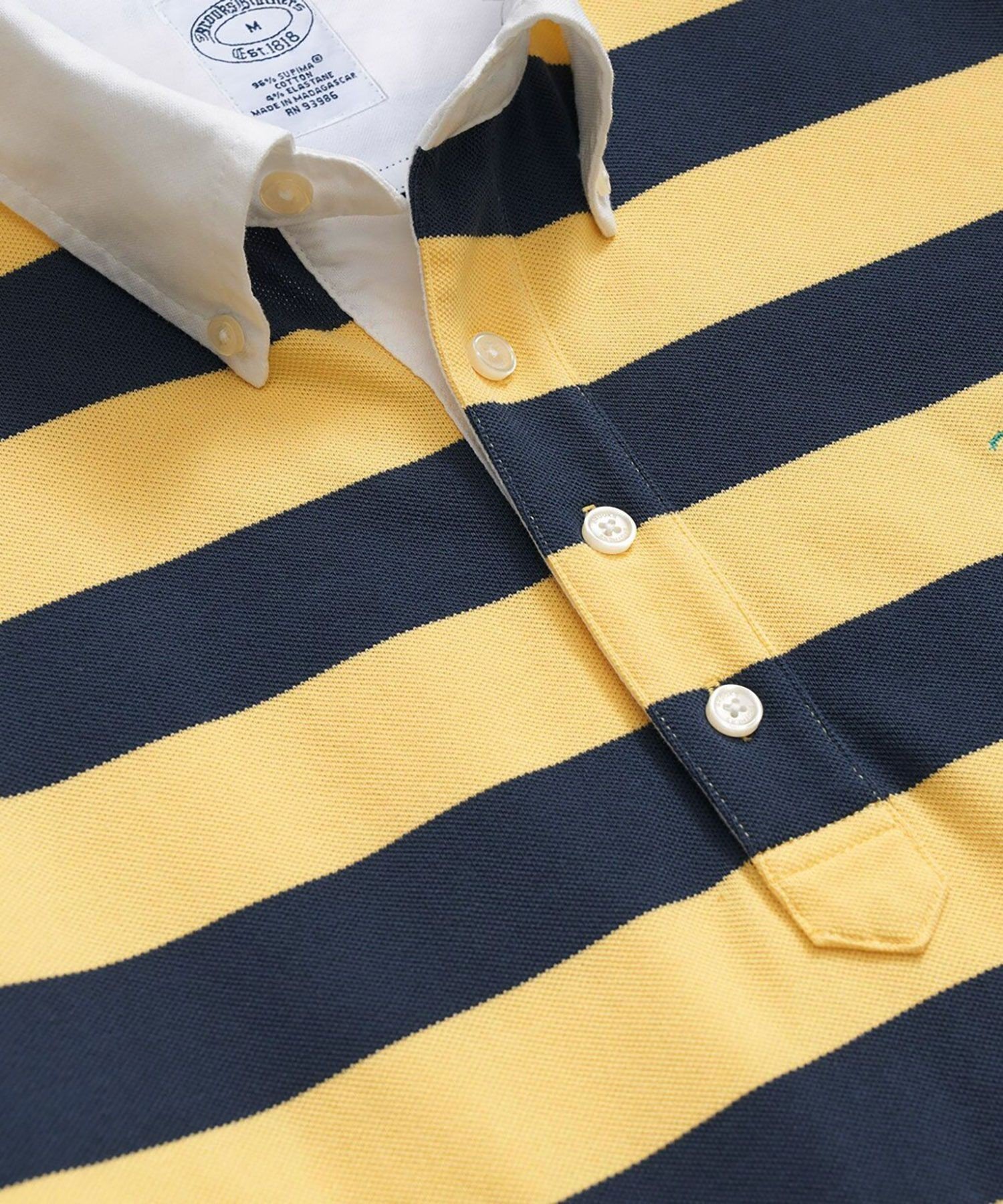 【SALE／35%OFF】BROOKS BROTHERS スーピマコットンストレッチ ピケ GFロゴ ストライプ ポロシャツ ブルックス ブラザーズ トップス ポロシャツ イエロー【送料無料】