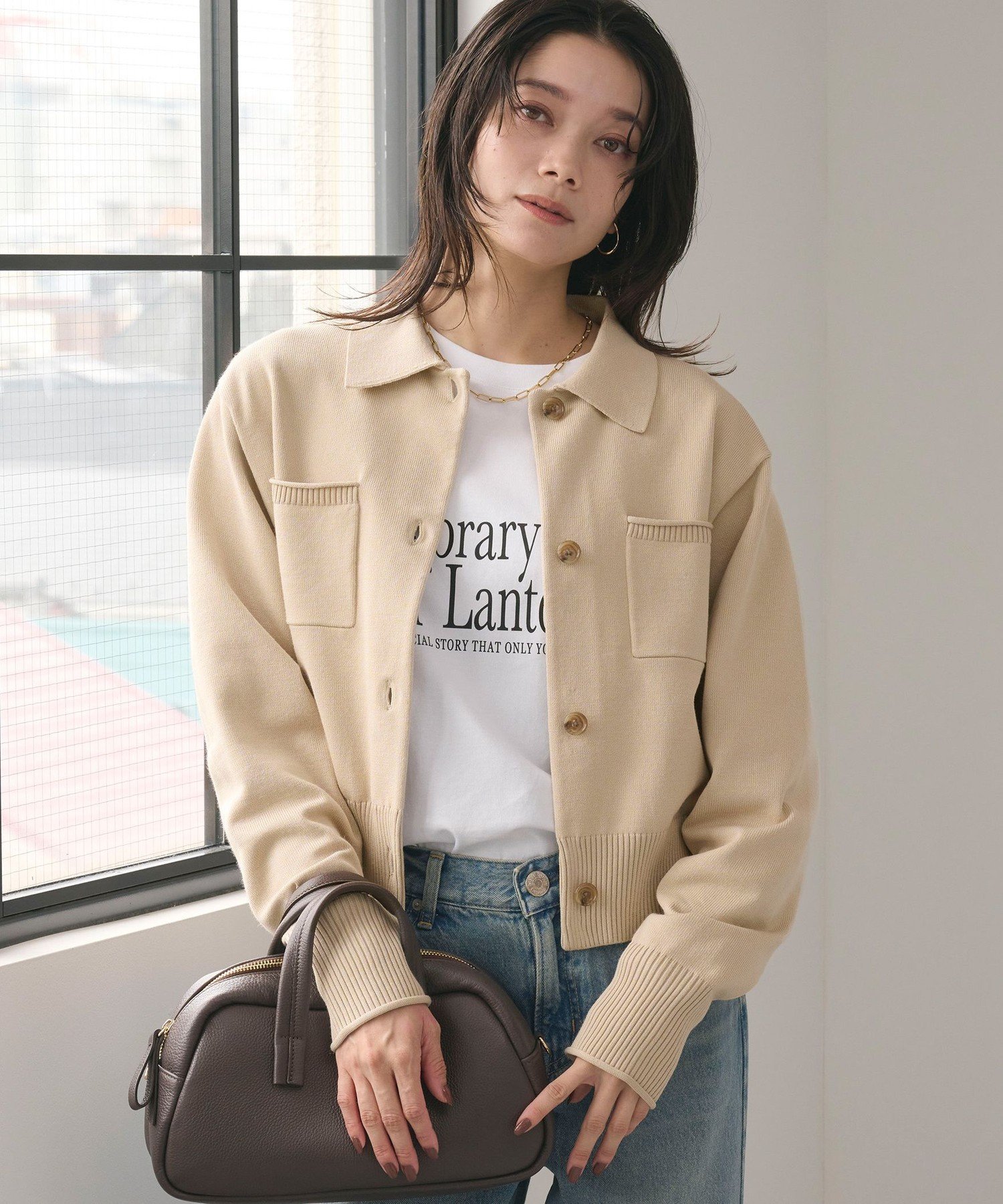 UNITED ARROWS green label relaxing ポロニット カーディガン ウォッシャブル ユナイテッドアローズ グリーンレーベルリラクシング トップス カーディガン ベージュ ブラック グレー【送料無料】のサムネイル