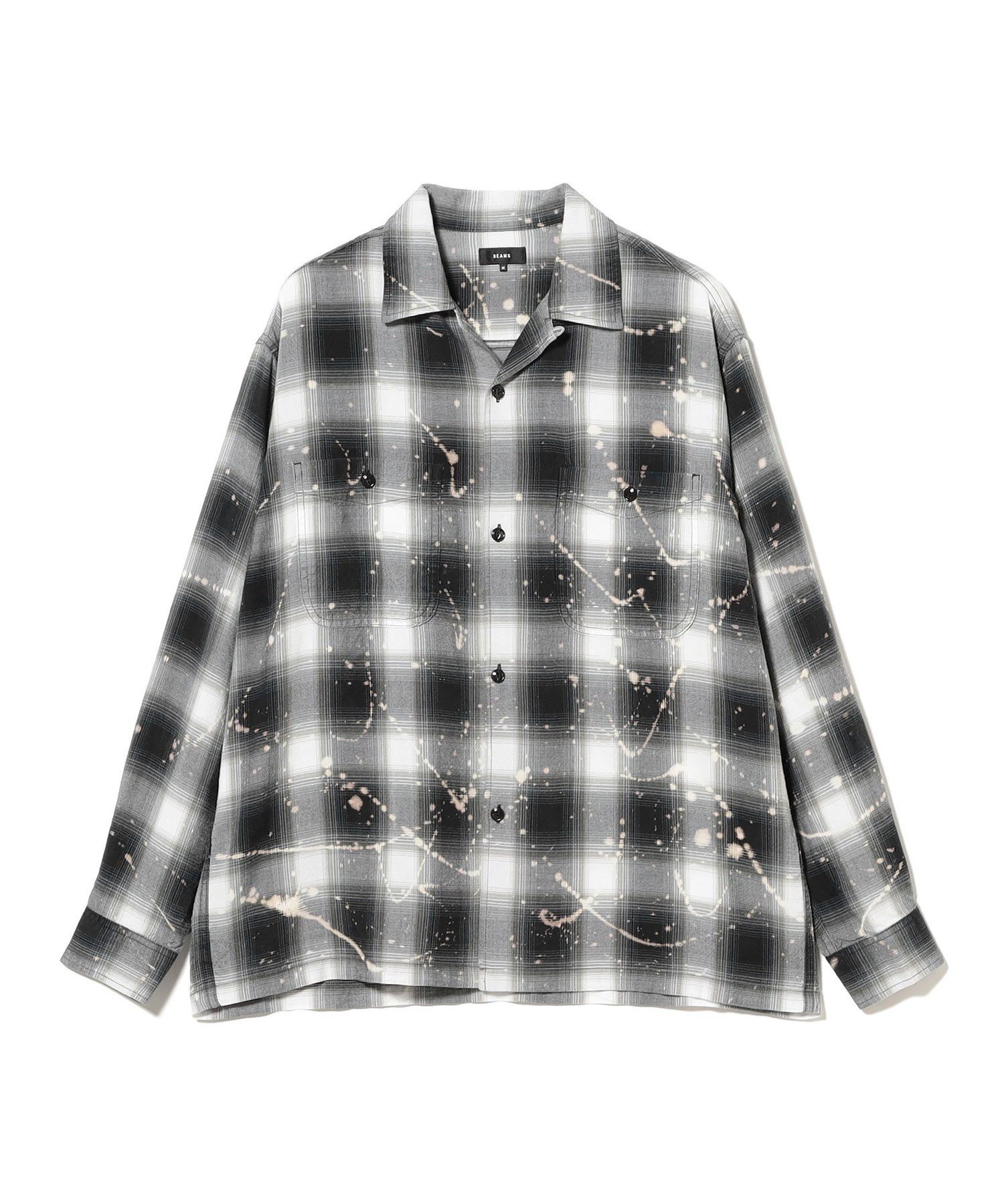 BEAMS ブリーチ オンブレチェック オープンカラーシャツ【リラックスフィット】 26SS ビームス メン トップス シャツ・ブラウス ブラウン ブラック【送料無料】