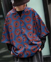 【SALE/42%OFF】improves 【improves】半袖 総柄 ルーズフィット シャツ インプローブス トップス シャツ・ブラウス ブルー グリーン...