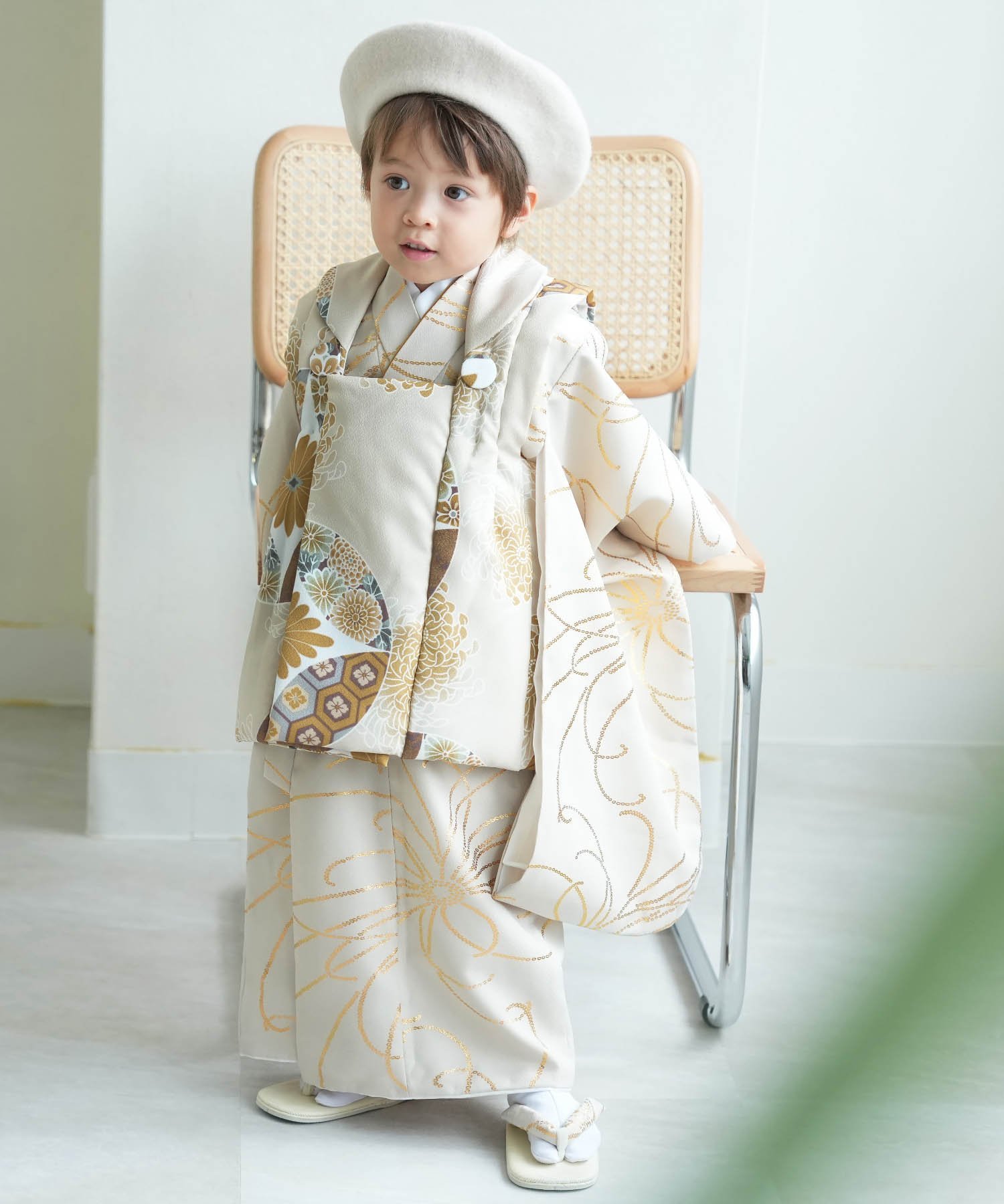 ひよこ商店 人気着物ブランドの七五三のお祝い着セット 記念撮影 3歳 男の子 子供 キッズ ウタタネ 着物・浴衣・和装小物 着物 ホワイト【送料無料】