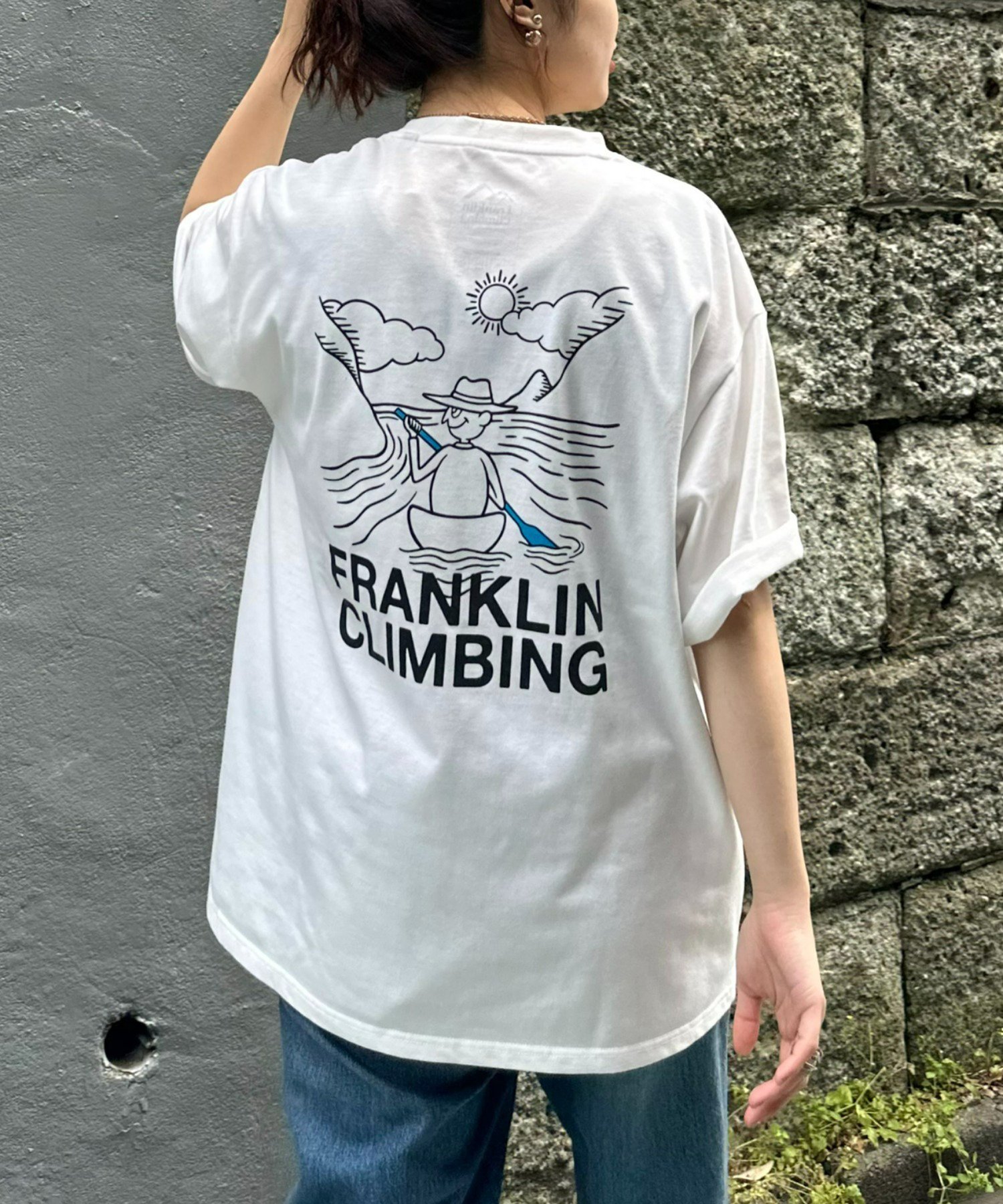 CIAOPANIC TYPY FCカヌーバックロゴプリントテック半袖Tee チャオパニックティピー トップス カットソー・Tシャツ ホワイト オレンジ グレー ブラック