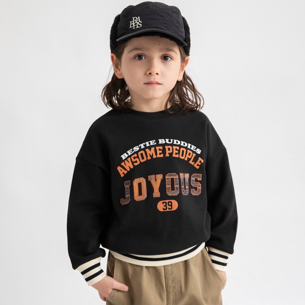 branshes ロゴアップリケ裏毛トレーナー ブランシェス トップス スウェット・トレーナー ブラック