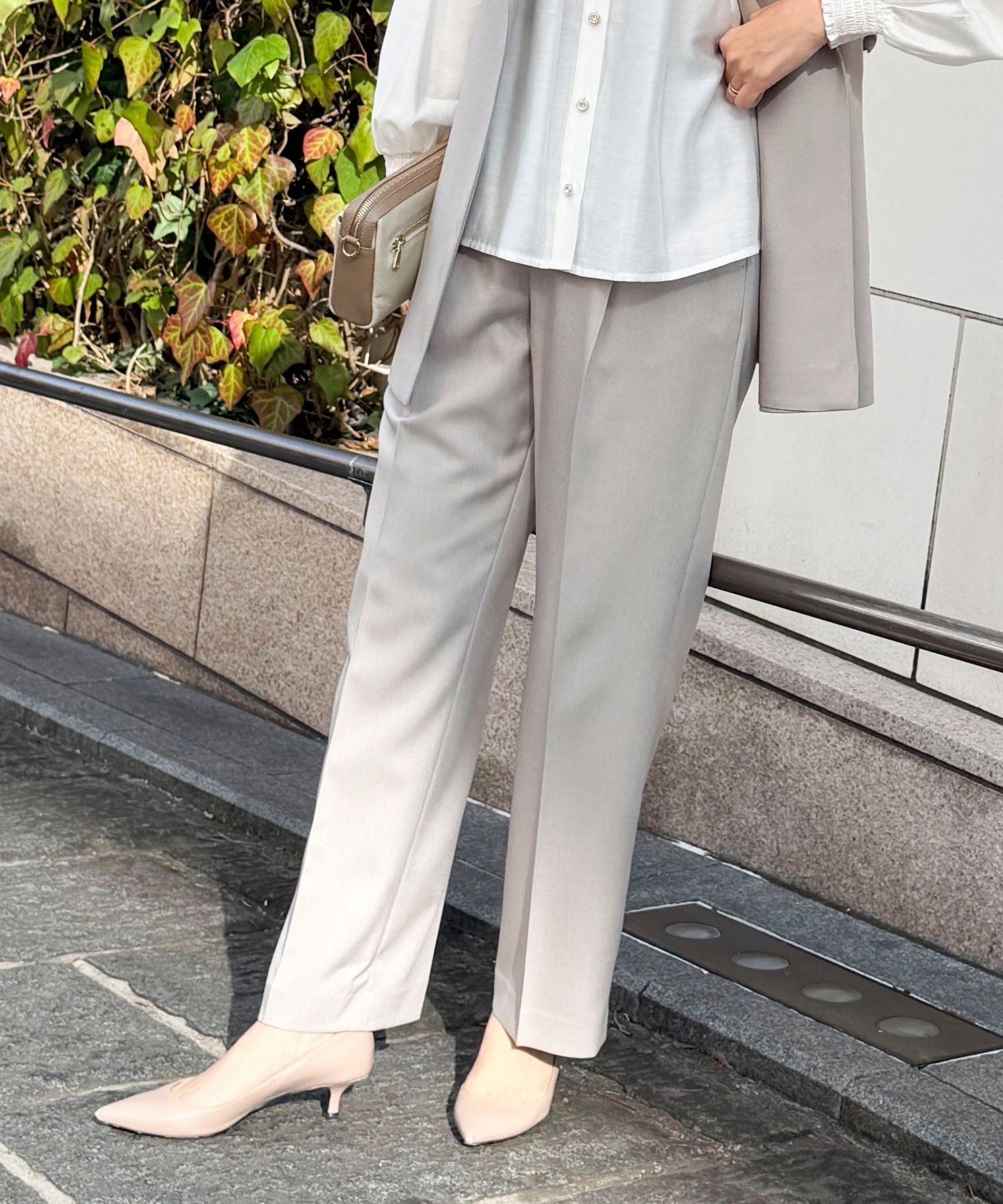 【SALE／10%OFF】MICO COULIER 《セットアップ対応》ライトモククロスパンツ ノーリーズ パンツ その他のパンツ ネイビー ベージュ【送料無料】