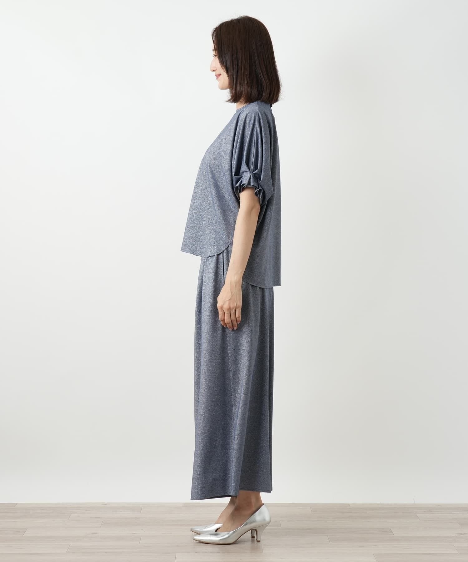 Leilian ラメワイドパンツ レリアン パンツ その他のパンツ ブルー