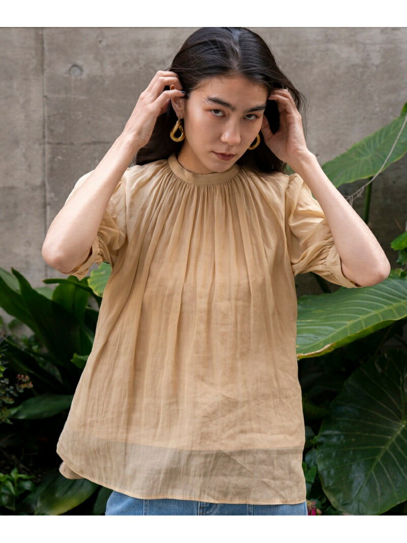 MAISON SPECIAL ショートスリーブシアーブラウス メゾンスペシャル トップス シャツ・ブラウス ベージュ グリーン ホワイト【送料無料】のサムネイル