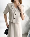 【SALE/28%OFF】emi+ 5分袖ショートジャケット+バックゴムタイトスカートセットアップ エミプラス スーツ・フォーマル セットアップスーツ ブラック...