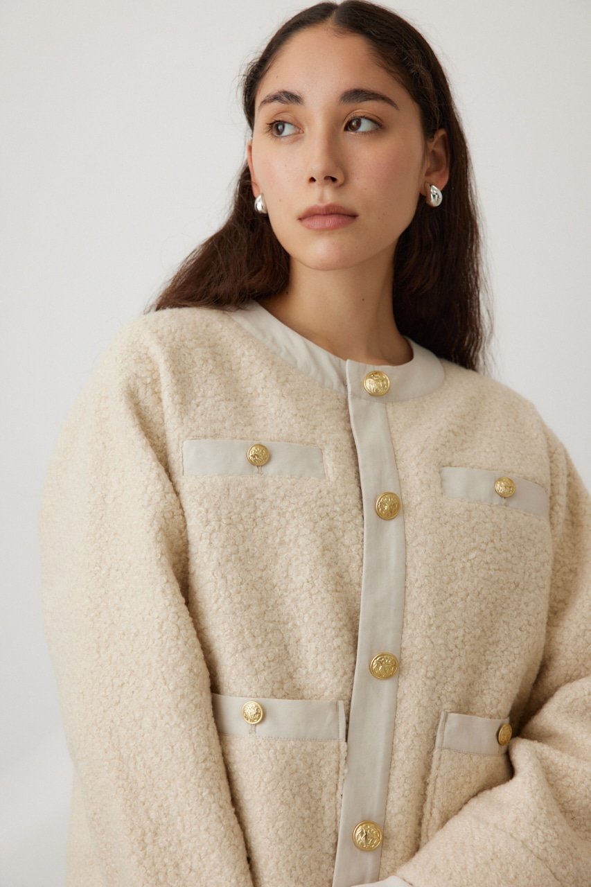 【SALE／50%OFF】crie conforto カーリーツイードジャケット クリー コンフォルト ジャケット・アウター その他のジャケット・アウター ブラック ホワイト【送料無料】