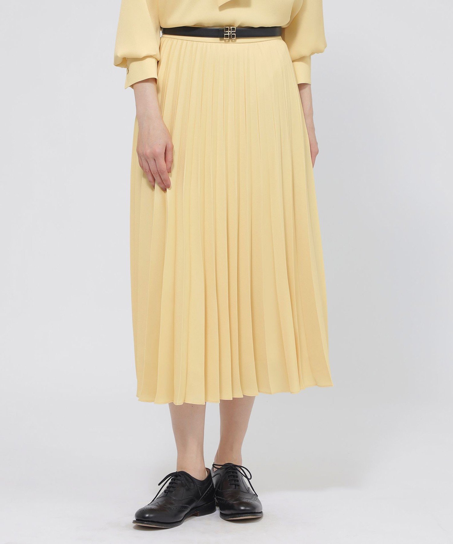 【SALE／18%OFF】Paul Stuart 【ウォッシャブル/防しわ性】バックサテンジョーゼット スカート ポール・スチュアート スカート その他のスカート ネイビー イエロー【送料無料】