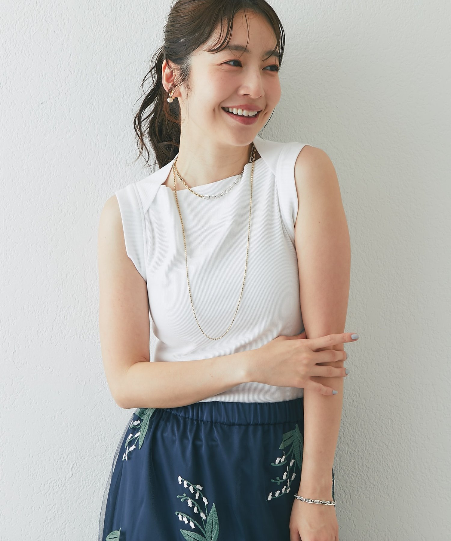 La boutique BonBon 【mikiカラー監修・今すぐお届け】リブタンク ラブティックボンボン トップス ノースリーブ・タンクトップ ホワイト ブルー ピンク