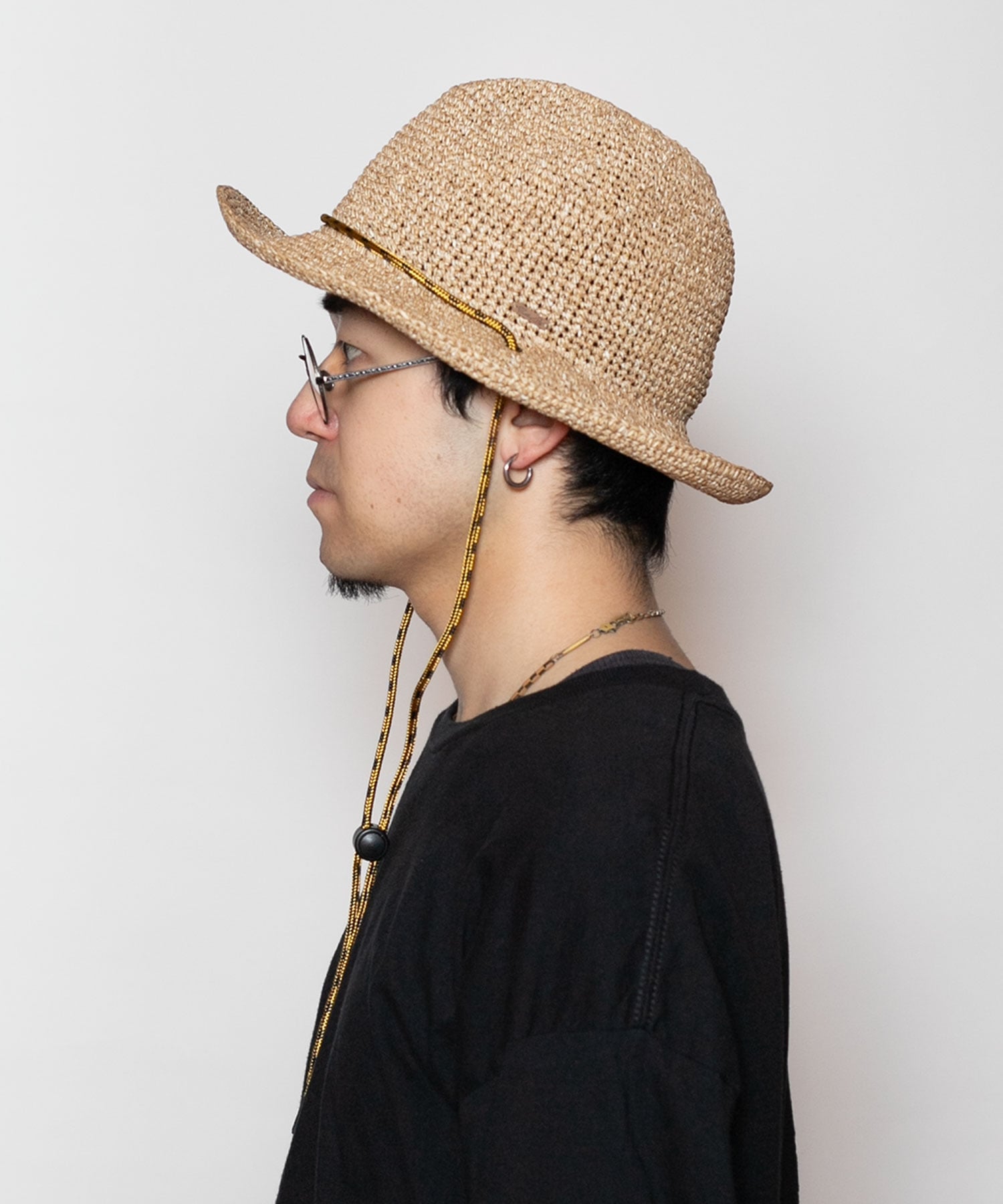 HAND KNITTED PAPER CODE HAT カシラ 帽子 ハット ブラック ホワイト