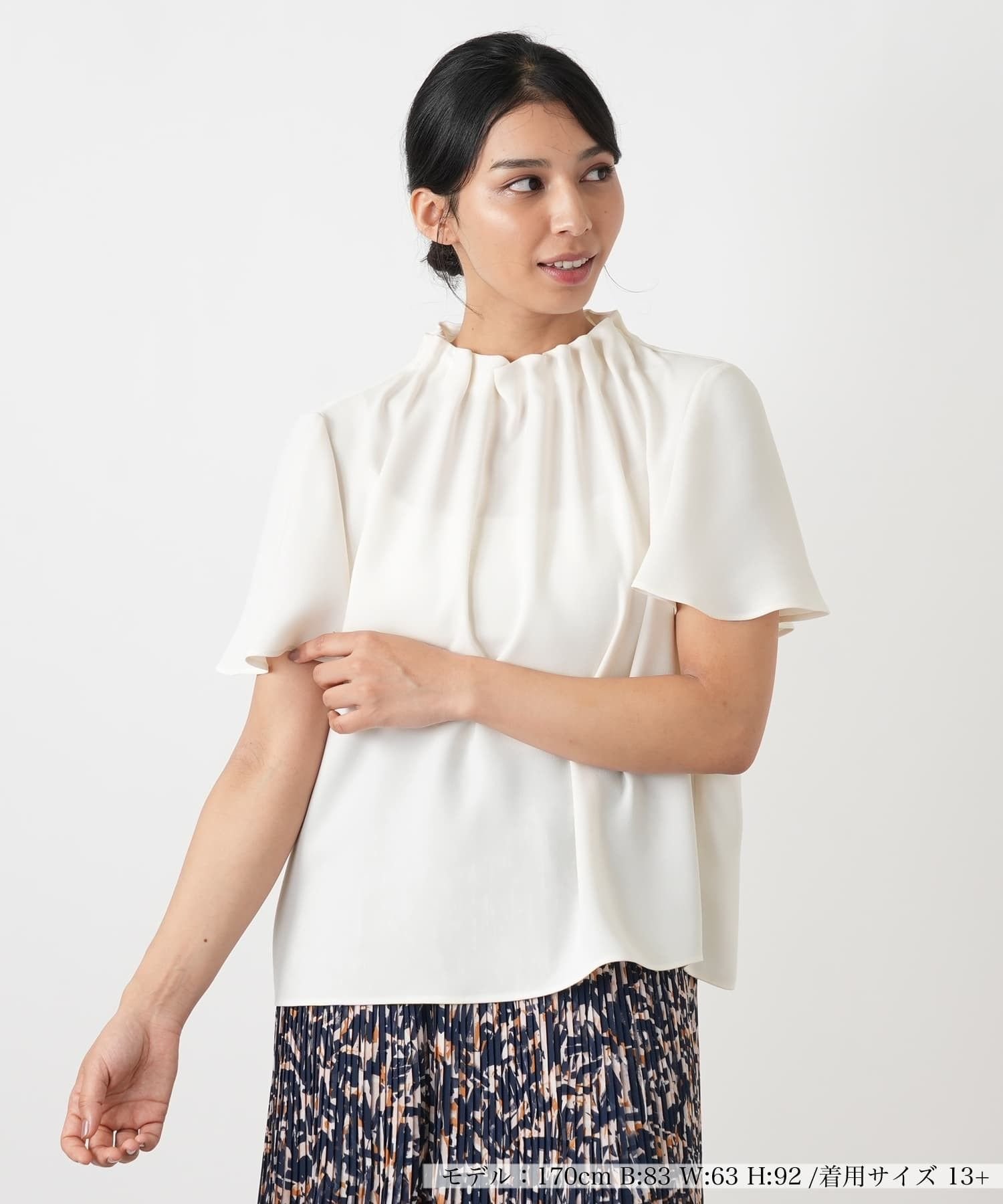 Leilian PLUS HOUSE ブラウス【Leilian WHITE LABEL】 レリアン プラスハウス トップス シャツ・ブラウス ホワイト ブルー