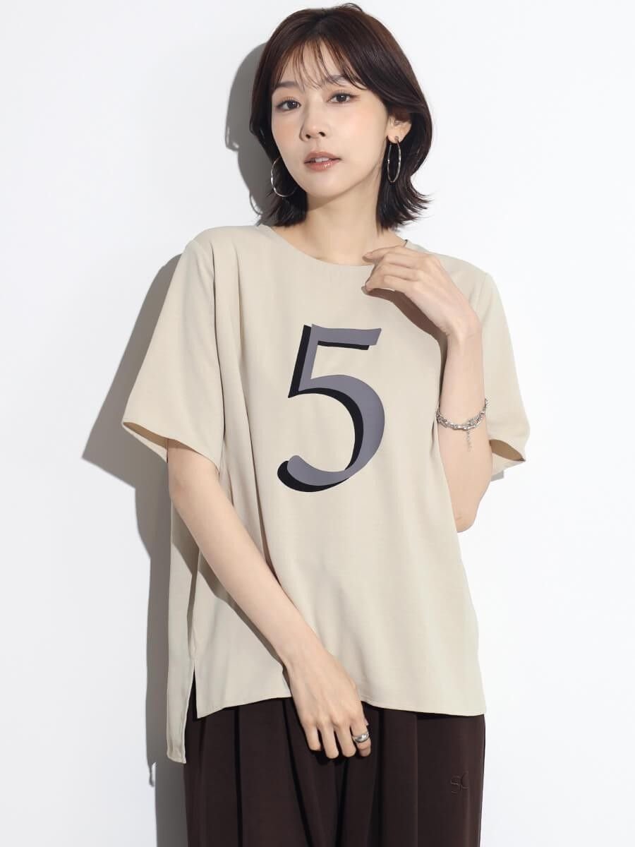 SCOTCLUB ドライタッチナンバーロゴTシャツ ヴァン トップス カットソー・Tシャツ ブラック ベージュ