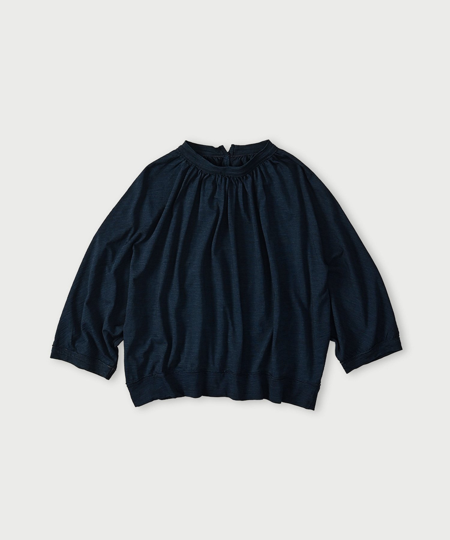 45R スーピマ天竺のギャザードルマン(インディゴ) フォーティファイブアール トップス カットソー・Tシャツ ブルー
