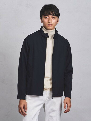 Wool Polyester Blouson 1125-139-6596: Navy Wool Polyester Blouson 1125-139-6596: Navy