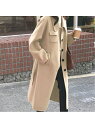 【SALE/30%OFF】JUNOAH 胸ポケットラージカラーロングコート ジュノア ジャケット・アウター その他のジャケット・アウター レッド ホワイト グリーン ベージュ ピンク ネイビー ブラック【送料無料】