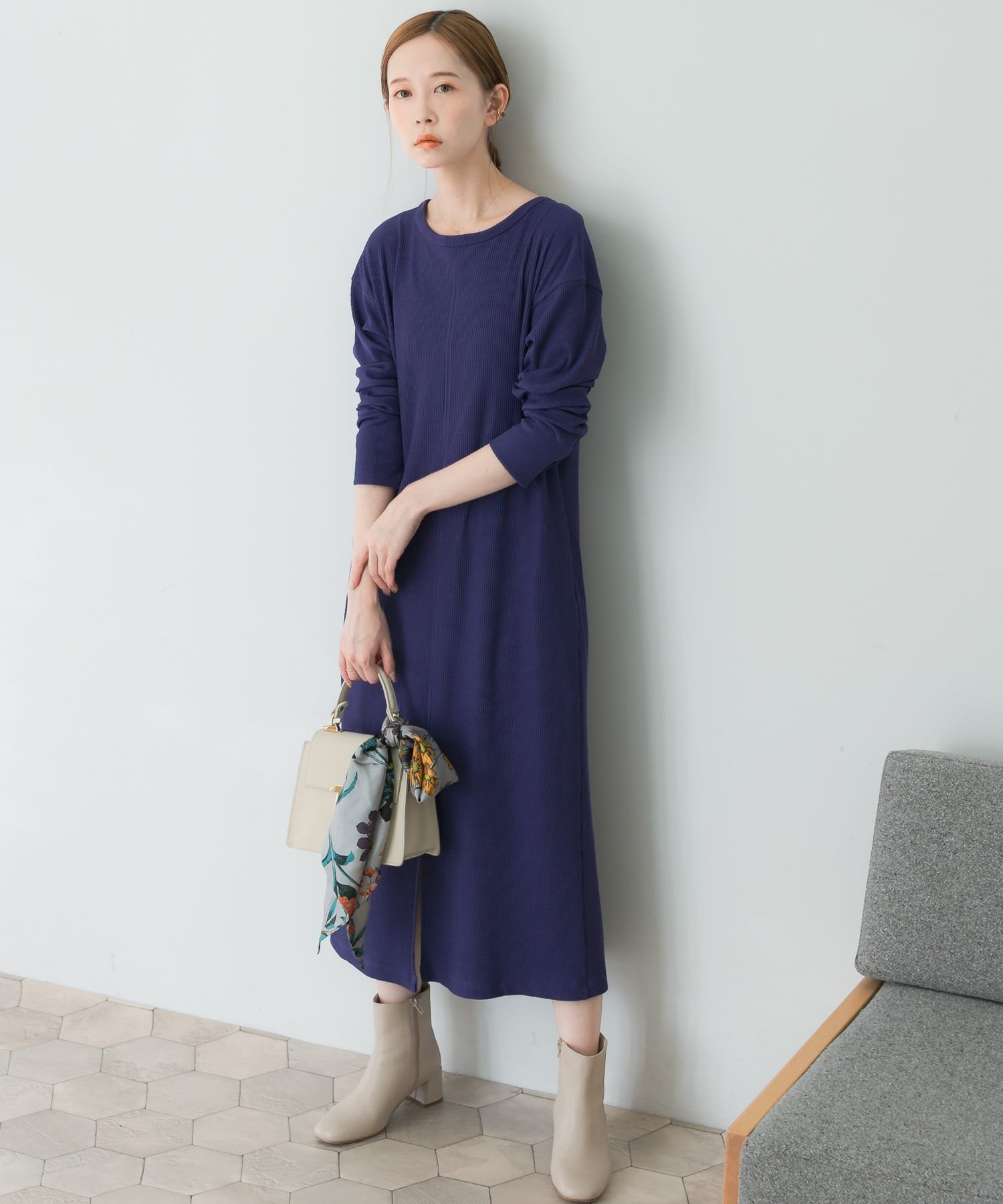 【SALE／60%OFF】URBAN RESEARCH ROSSO 2wayネックリブカットソーワンピース アーバンリサーチロッソ ワンピース・ドレス ワンピース ブラック ブルー ホワイト【送料無料】